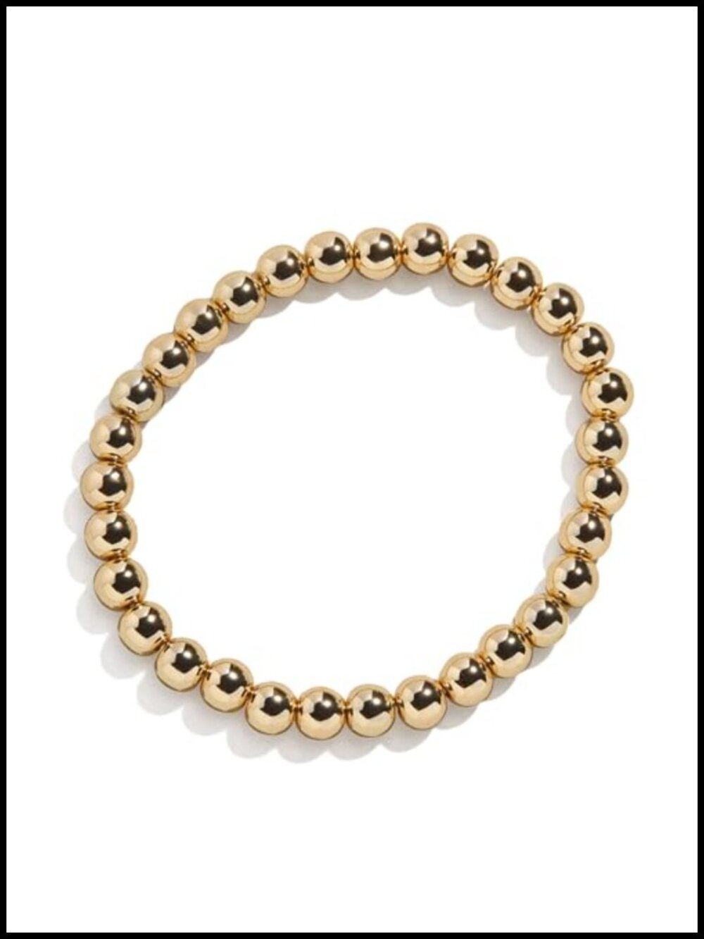Gold-Plated Brass Stretch Bead Bracelet 7" Stackable Jewelry